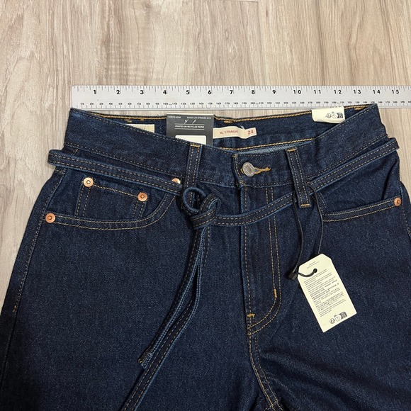 Levi's XL Baggy Straight Women's Jeans Mid Rise Oversized Tie Belt Denim W24 L31 - Picture 3 of 14